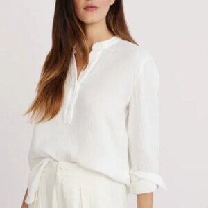 Jenni Kayne Cypress Collarless Shirt - Size L, Color White